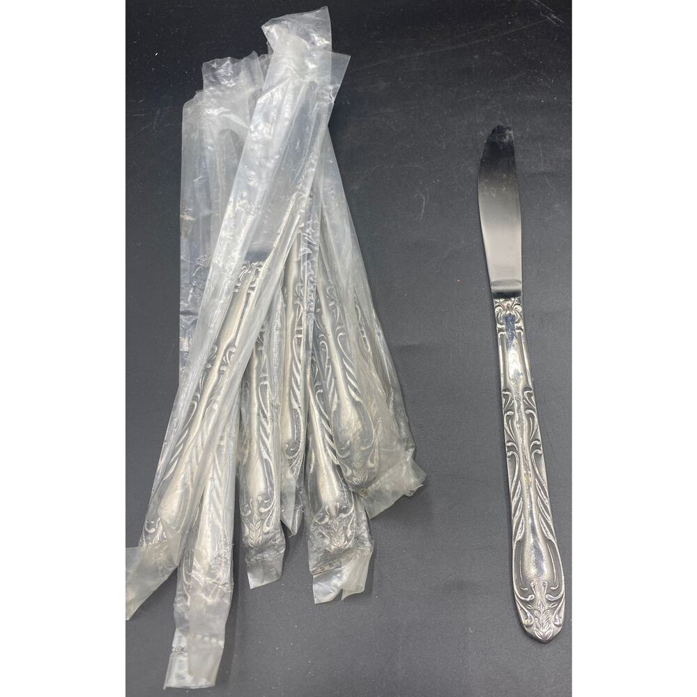 set of 9 Vintage National Stainless Japan dinner knives Steel Flatware NEW